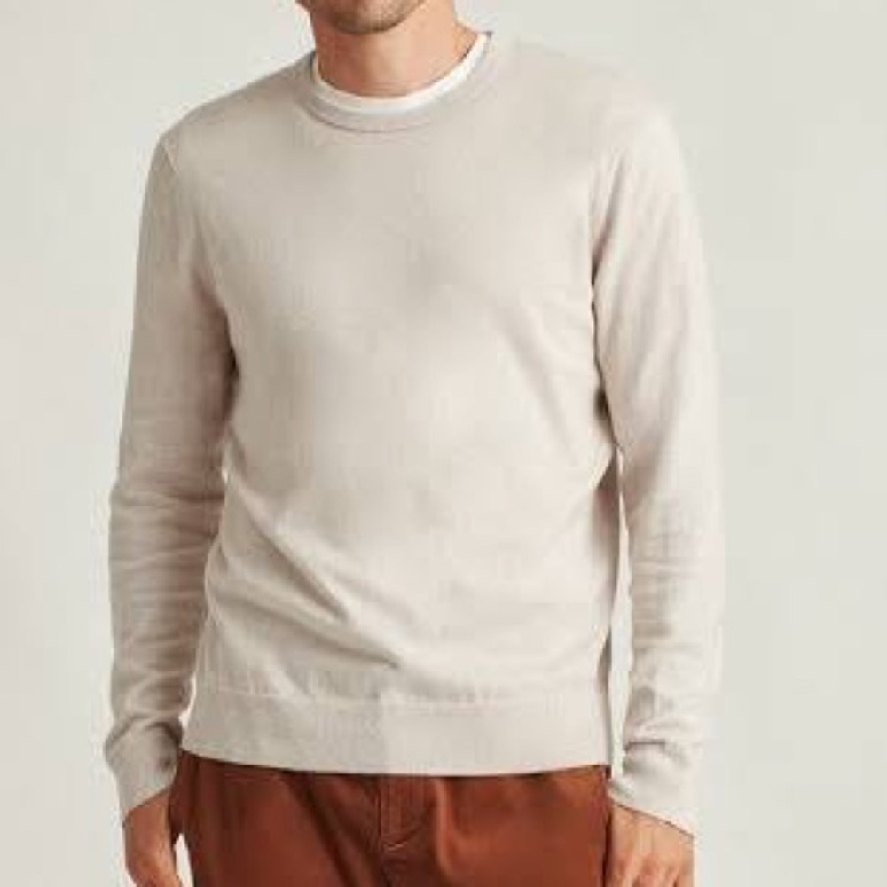 Mens Crew Neck Sweater in Cream